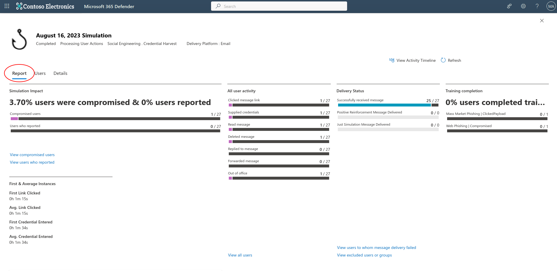 Microsoft Phishing simulator