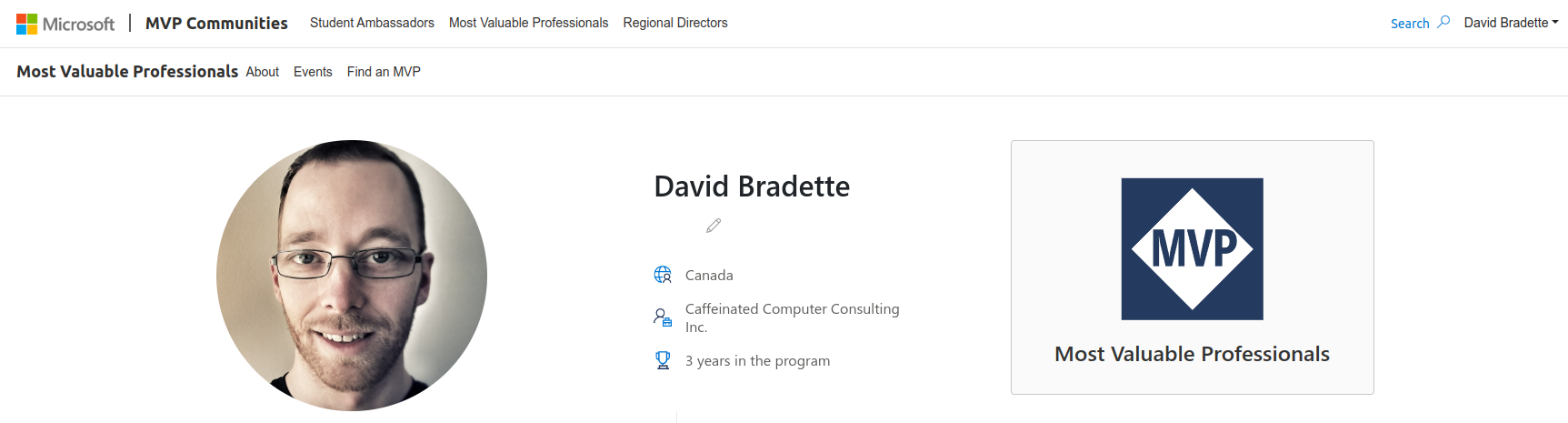 David Bradette MVP Profile